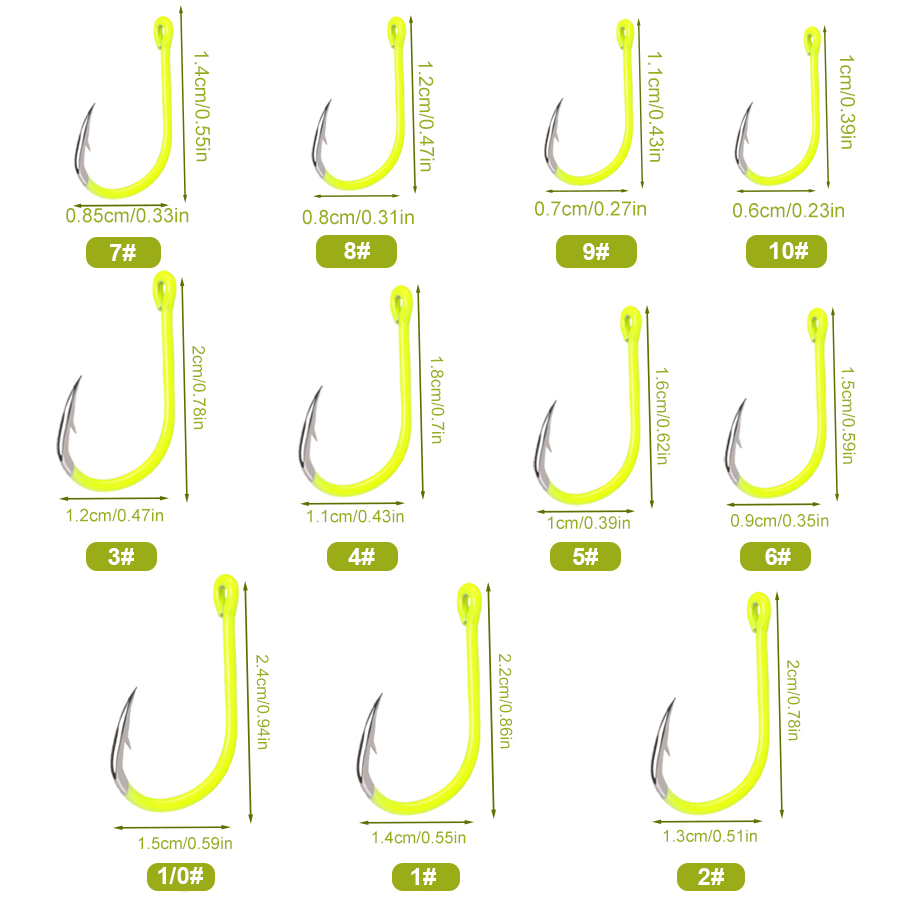 NGB 50개입 1/0 # -10 # 형광 낚시 바늘  - Fishing Hook Assortment 리뷰 및 가격